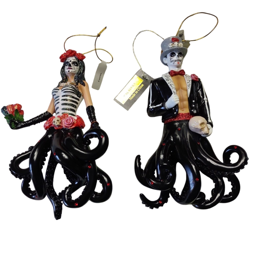 December Diamonds Day Of The Dead Set Catrina Calavera Ornaments